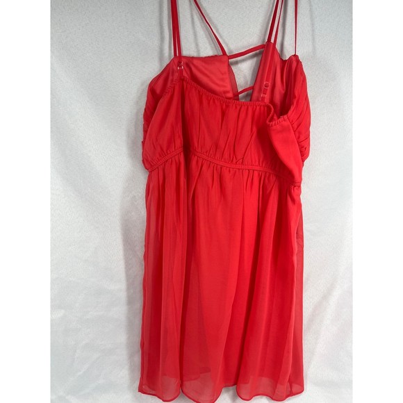 Quiro Aggie Dress Coral Orange Flowy Mini Dress Beach Cover Ties Large Day - Picture 3 of 4